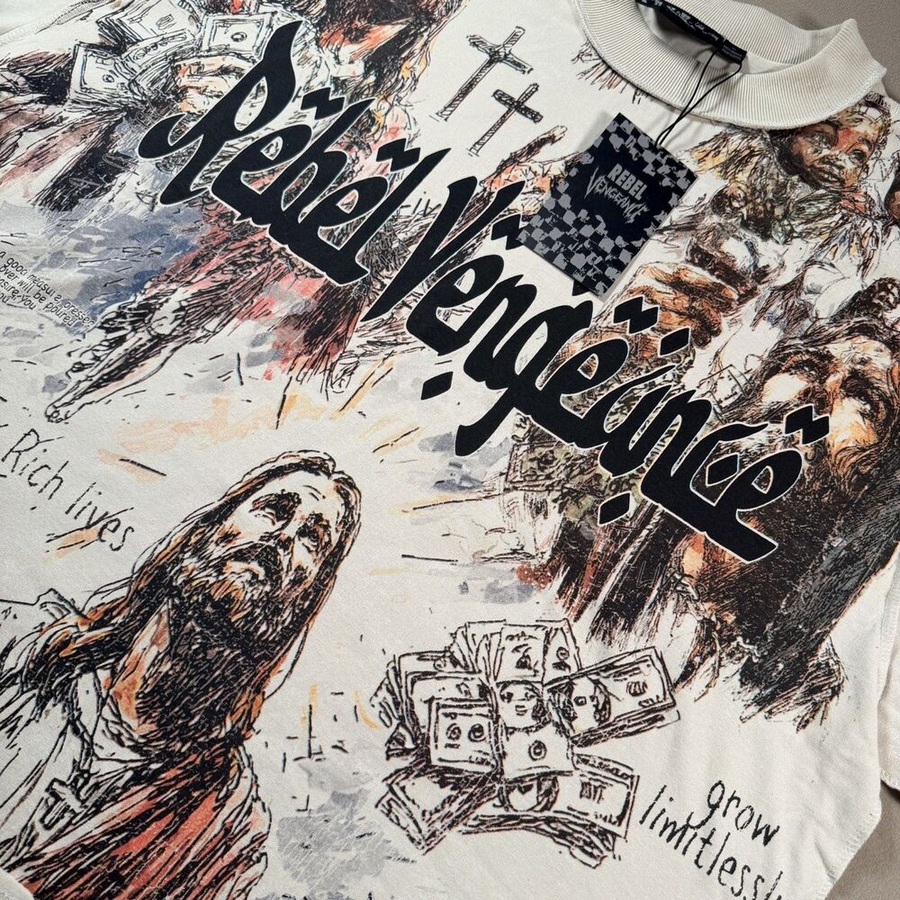 REBEL VENGEANCE | NWT Unbroken Religious Jesus Graphic T • Sz LARGE